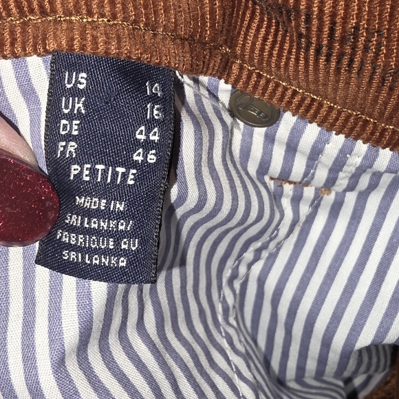 Land's End Petite Brown Corduroy Pants Size 14 Classic 5 Pocket 99% Cotton Chic - Picture 6 of 9